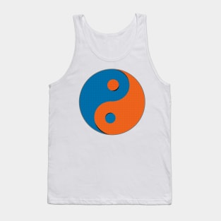 Yin Yang symbol design in orange and blue mosaic pattern Tank Top